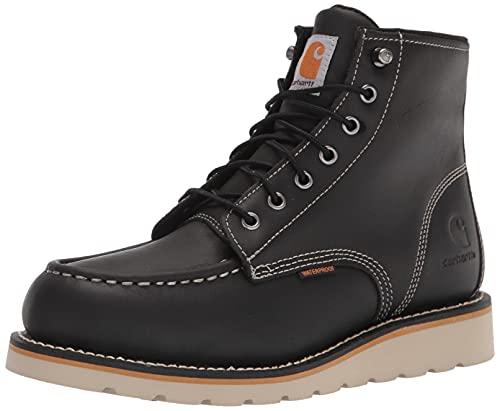 Carhartt mens 6 Inch Waterproof Wedge Soft Toe Work Boot, Black, 10 US