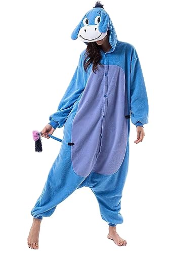 LMEIKK Cosplay Animal One Piece Halloween Costume Sleepwear Homewear Adult Unisex Onesie Pajamas (Bule, S)