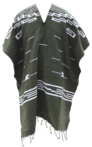 DelMex Clint Eastwood Spaghetti Western Cowboy Poncho Costume Sweater, Handwoven Made in Mexico (Olive Green)