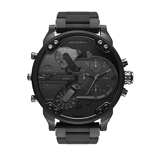 Diesel Men's 57mm Mr. Daddy 2.0 Quartz Stainless Steel and Silicone Chronograph Watch, Color: Black (Model: DZ7396)