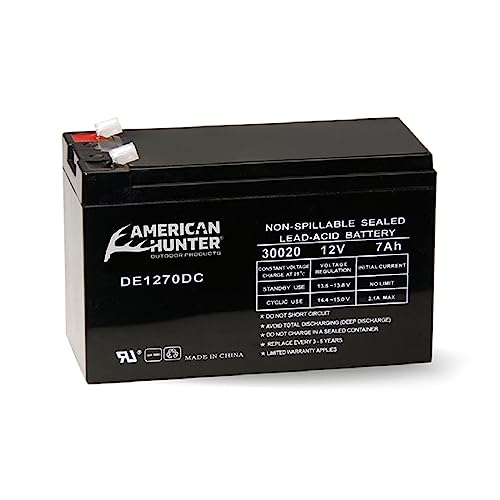 AMERICAN HUNTER 12V 7 AMP HR Universal Versatile Durable Tab Top Deer Feeder Non-Spillable Sealed Lead Acid Rechargeable Battery