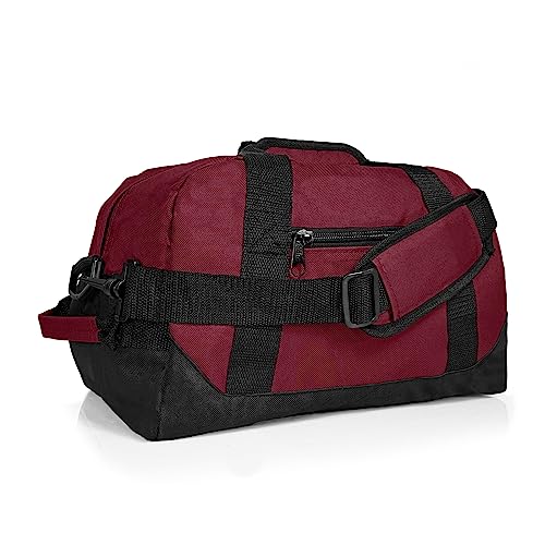 Dalix 14' Small Duffle Bag Two Toned Gym Travel Bag in Maroon