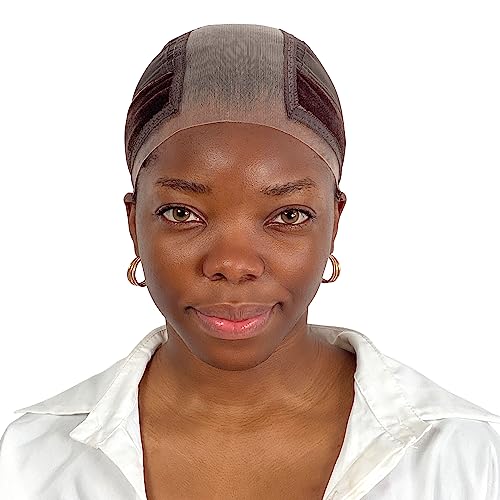 Labhairs Wig Cap, Wig Grip Band For Keeping Wigs In Place, More Full Cap-wide Transparent Lace For Lace Front Wig - Non Slip Cap Let Your Wig Be Glueless (Brown Band)