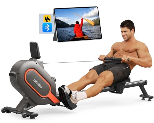 Niceday Magnetic Rowing Machine for Home Exercise, Rower with 350 LBS Loading Capacity & 16 Levels of Resistance, Smart Rower with Bluetooth & APP