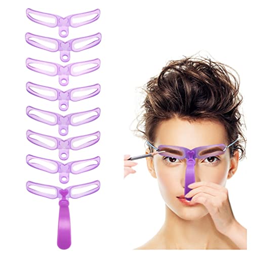 Eyebrow Stencils, Eyebrow Template, Eyebrow Shaping Kit,8 Styles Reusable Eyebrow Stencil with Handle and Strap, Washable Reuseable Eyebrow Positioning Tool The Wide is 5.2 Inch, Length is 4Inch