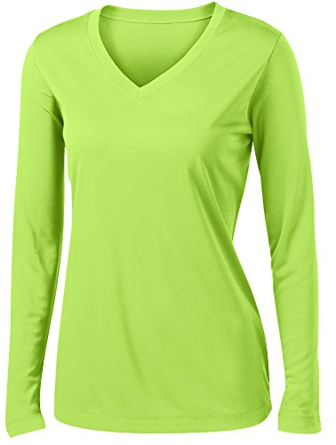 Women's Long Sleeve Athletic Tops for Women Workout and Running Shirts – Athletic Compression Shirt Lime-L