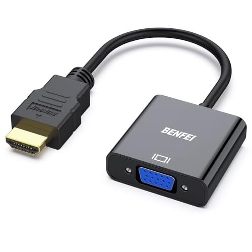 BENFEI HDMI to VGA, Gold-Plated HDMI to VGA Adapter (Male to Female) Compatible for Computer, Desktop, Laptop, PC, Monitor, Projector, HDTV, Chromebook, Raspberry Pi, Roku, Xbox and More - Black