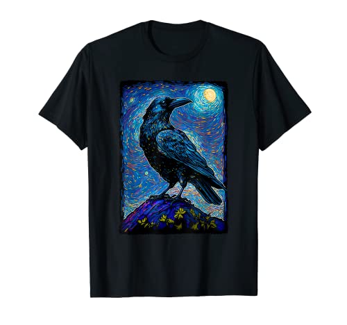 Raven Starry Night Style Painting, Van Gogh Crow Lover T-Shirt