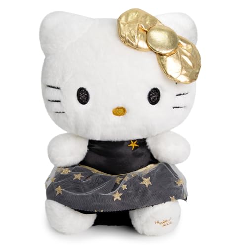 Aierden Hello Plush Kitty Toys,9.8Inch Kawaii Soft Doll Toys,Black Gold Cat Stuffed Animals Toys Birthday Gifts for Girls Kids Fans