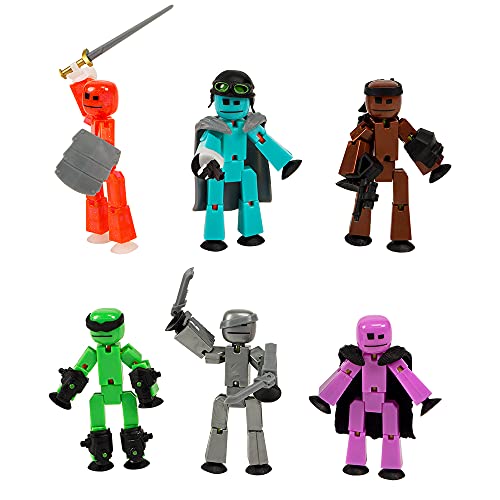 Zing Stikbot Off The Grid Pack - Set of 6 Poseable Action Figures with Weapons and Accessories, Includes Striker, Clint, Pixel, Raptus, Shift and Regalius, Stop Motion Animation, for Ages 4 and Up