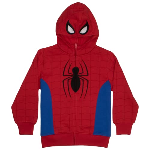 Marvel Super Heroes Hero Boys Zip-Up Fashion Hoodie Sweatshirt for Kids (Red, 7)