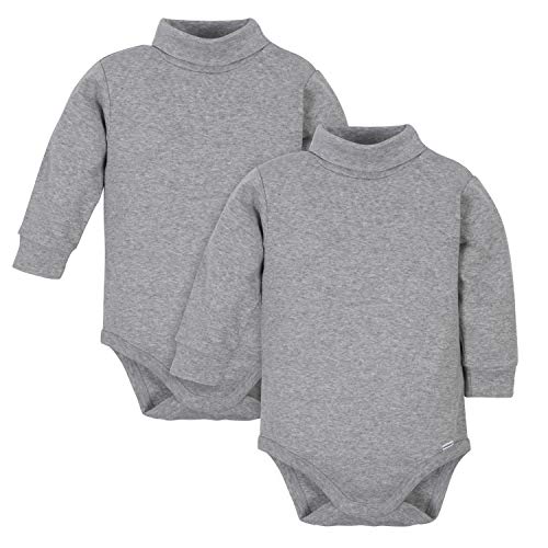 Gerber 2-pack Long Sleeve Turtleneck Onesies Bodysuits, Gray, 3T US