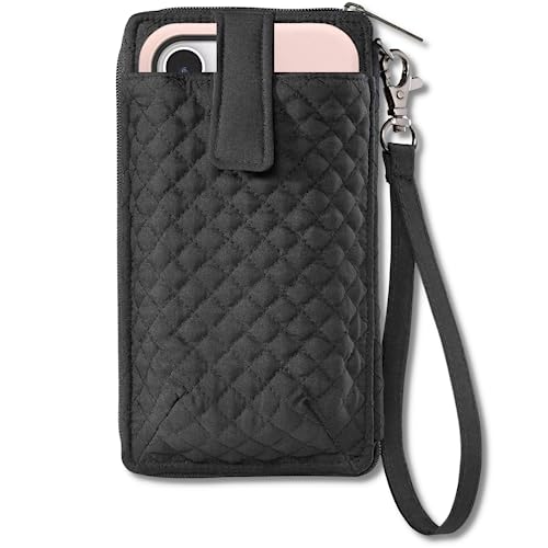 Bella Taylor Cell Phone Wristlet Wallet for Women with Smartphone Pocket and RFID Protection, Vintage Black Microfiber