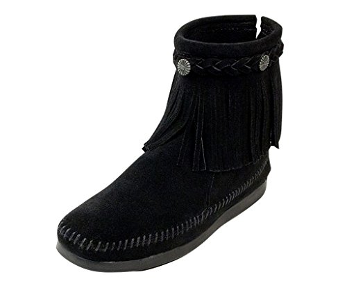 Minnetonka Women's High Top Back Zip Boots 9 M Black