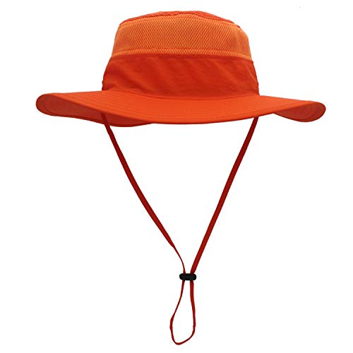 Home Prefer Unisex Daily Outdoor Sun Hat Camouflage Mesh Bucket Hat Wide Brim Boonie Fishing Hats Orange