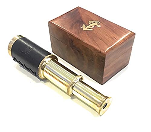 6' Handheld Brass Telescope Pirate Navigation with Rosewood Box Beautiful Handcrafted Nautical Gift
