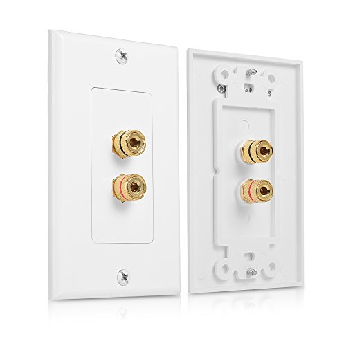 Cable Matters 2-Pack Speaker Wire Wall Plate, Gold Plated Speaker Wall Plate, Banana Plug Wall Plate for 1 Speaker, White