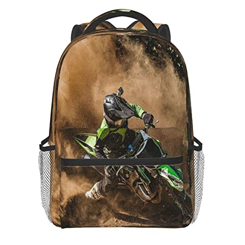 Motocross Dirt Bike Backpack for Boys Girls Men, Travel Laptop Casual College Daypack Back to School Bag One Size