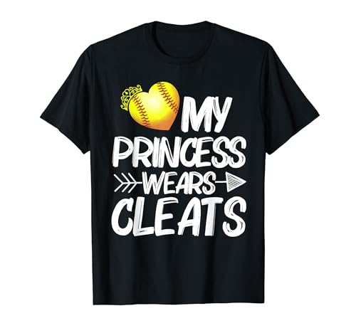 Funny My Princess Wears Cleats Gift For Softball Moms Dads T-Shirt