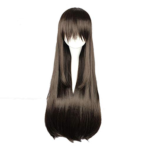 Kadiya Women Girl Fashion Long Straight Dark Brown Cosplay Wigs