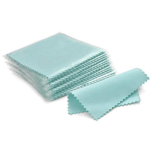 SEVENWELL 50pcs Jewelry Cleaning Cloth Mediumturquoise Polishing Cloth for Sterling Silver Gold Platinum Small Polish Cloth 8x8cm
