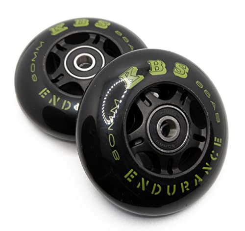 Ripstik Wheels by KBS - Razor Ripsurf Performance Caster Board Replacement 80mm 90a with ABEC 7 Speed Bearings 2 pack set of two Ripstick Wheel (B&Y ENDURANCE, 80MM)