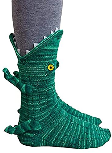 Linzhouzhiguang Knit Socks Unisex Novelty Shark Crocodile Shape Socks Floor Socks Winter Home Warm Socks (Crocodile)