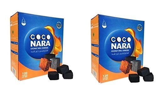 CocoNara 2 Boxes of 120 Piece Coconut Coco Nara Premium Hookah Charcoal Coals - 2 Count