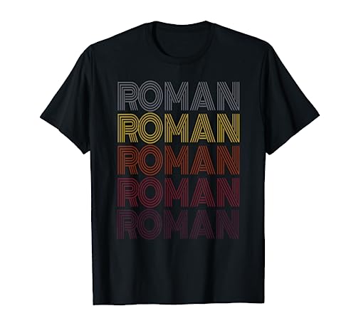 Graphic Tee First Name Roman Retro Pattern Vintage Style T-Shirt
