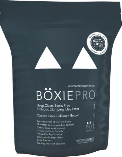 Boxiecat Pro Deep Clean, Scent Free, Probiotic Clumping Cat Litter - Clay Formula - Cleaner Home - Ultra Clean Litter Box, Probiotic Powered Odor Control, Hard Clumping Litter, 99.9% Dust Free