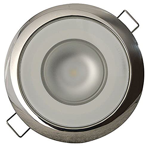Lumitec 113113 Mirage LED Exterior or Interior Down Light, Flush Mount, Stainless Steel Polished Bezel, White Non-Dimming, Non-TTP, 3.25-Inch Diameter