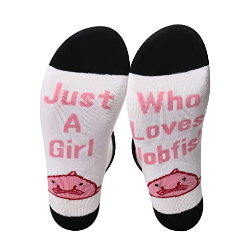 JNIAP Funny Blobfish Lover Socks Blobfish Lover Gift Just a Girl Who Loves Blobfish Sea Animal Lover Gift for Women (JustaGirlBlobfishSocks)