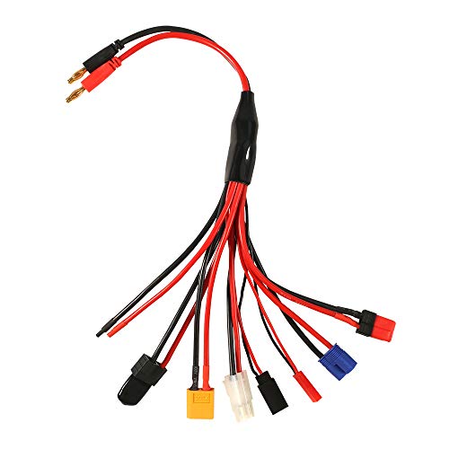 RC Lipo Battery Charger Adapter Connector Splitter Wire 8 in 1 Octopus Convert Cable to 4.0mm Banana Plug Lead Wire for TRX, T-Plug, Futaba, XT60, EC3, JST, Tamiya, XT60, T- Dean