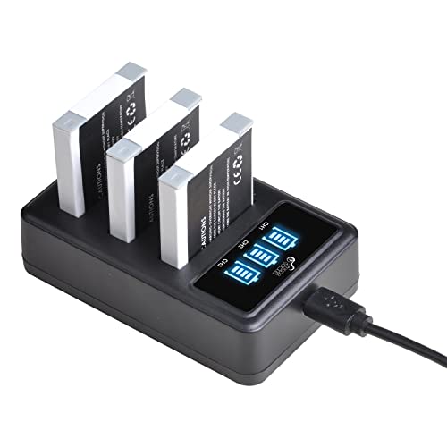 NB-6L NB-6LH Battery and 3 Slots LED Display Charger Replacement for Canon PowerShot D10 D20 ELPH 500 HS S90 S95 S120 SD770 SD980 SD1200 SD1300 SD3500 SD4000 SX540 SX530 SX500 SX170 SX260 SX270 HS