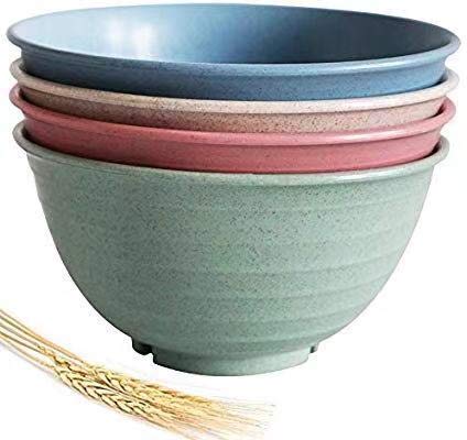 DUOLUV Unbreakable Cereal Bowls - Wheat Straw Fiber Lightweight Bowl Sets 4 - Dishwasher & Microwave Safe - for,Rice,Soup Bowls (30 OZ)