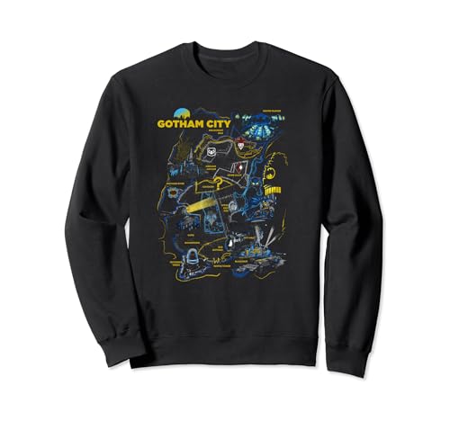 DC Comics Batman Gotham City Map Locations Territorial Logo Sweatshirt