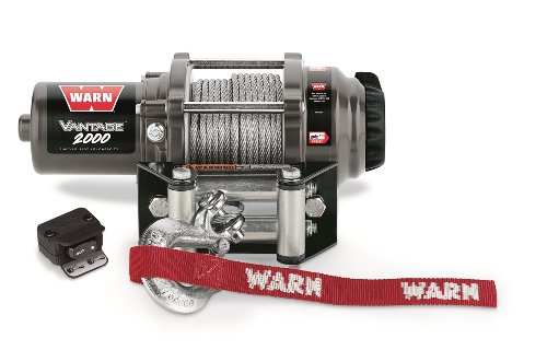Warn Vantage 2000 Winch - 2000 lb. Capacity, 50' of 5/32' Wire Rope, Roller Fairlead, Wired Remote Control, Weather-Sealed, for ATV/UTV