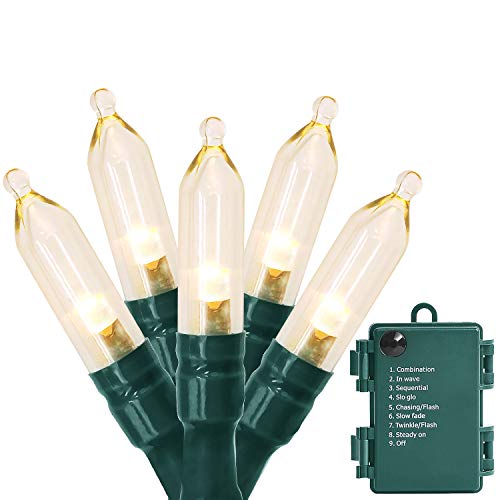 MAGOTAN Christmas Lights, Battery Operated String Lights 18ft 50 LED 8 Modes LED Mini Lights with Timer for Christmas Tree Wreath Party Home Indoor Outdoor Decor, Waterproof, Warm White