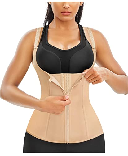 Gotoly Quick Weight Loss, Adjustable Straps Body Shaper Waist Cincher Tank Top (XL Fits 30.7-33.8 Inch Waistline, Beige)