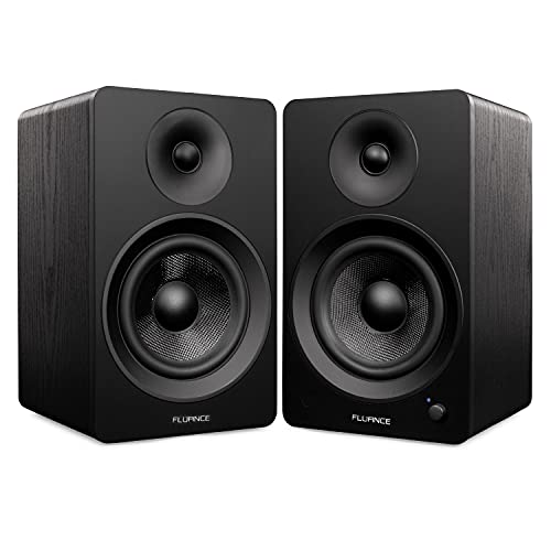 Fluance Ai61 Powered 2-Way 2.0 Stereo Bookshelf Speakers with 6.5' Drivers, 120W Amplifier for Turntable, TV, PC and Bluetooth 5 Wireless Music Streaming - RCA, Optical, USB & Sub Out (Black Ash)