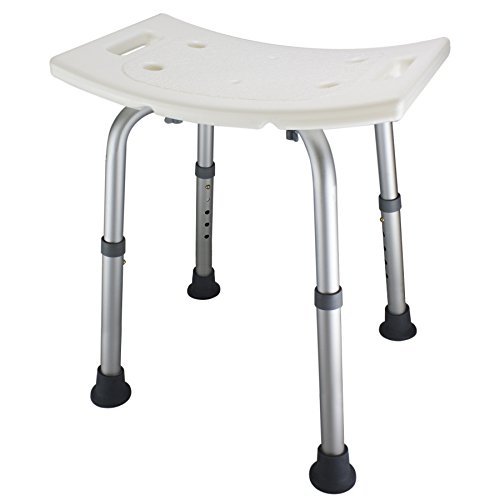 Ez2care Shower Chair for Inside Shower, Adjustable Lightweight Shower Bench, Tool-Free Assembly Shower Stool, Shower Seat for Elderly and Disabled, White, 12.5 to 18 inch