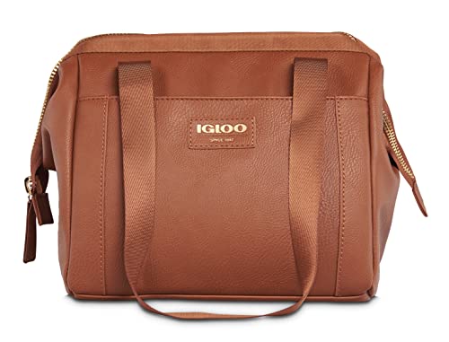 Igloo Cognac 24-Can Luxe Tote Modern Sleek SoftSided Bag