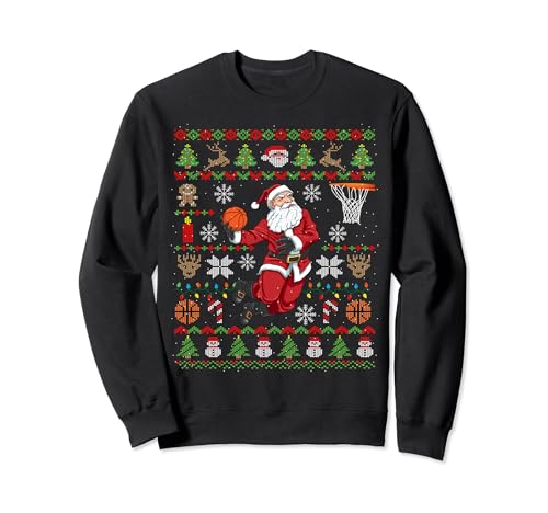 Funny Santa Ugly Christmas Basketball Dunking Sweatshirt