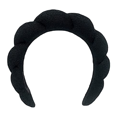 Yiwafu Spa Headband for Women, Sponge Headband for Washing Face, Makeup Headband, Skincare Headbands for Makeup Removal, Shower, Hair Accessories, Terry Cloth Headbands for Women(Black)