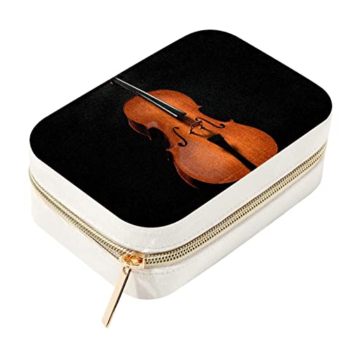 Personalized Travel Mini Jewelry Box Organizer Storage Case for Women Cello Musical Instruments Black