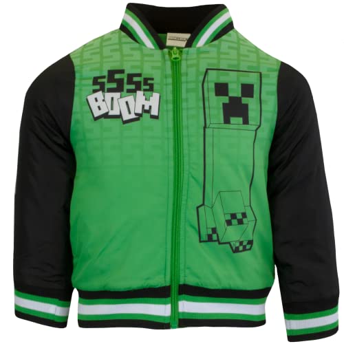 Minecraft Bomber Jacket for Boys, Boys Bomber Jacket (Green, Size 4)