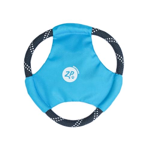 ZippyPaws Rope Gliderz - Durable Outdoor Dog Toy, Pet Flying Disc, Soft Frisbee Dog Toy for Throwing & Fetching, Gift for Dog Dads - Blue