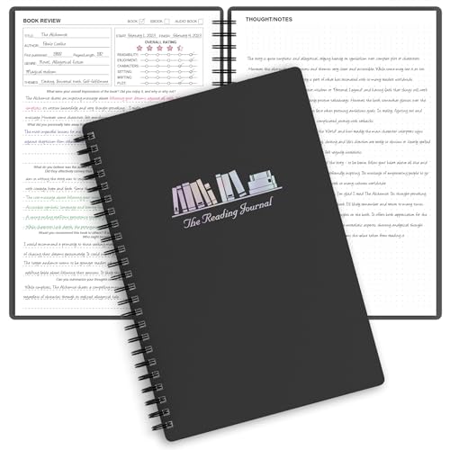 snootion Reading Journal - Book Journal Reading Log for Review and Track Your Reading Progress - Gift Book Accessories for Book Lovers and Voracious Readers-52 Books, A5 Size (Black Silvery)