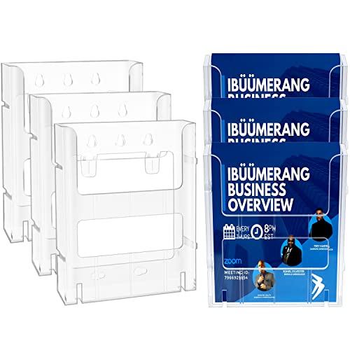 MaxGear Brochure Holder 6x9 Inches Literature Holder Wall Mount Flyer Holder Clear Acrylic Pamphlet Holders for Office, Home, Church, School and Exhibition, 6 Packs