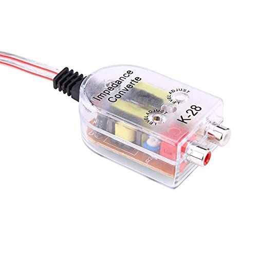 Bestycar High to Low RCA Converter for Car Stereo Speaker Subwoofer 2-Channel Audio Adjustable Level Lineout 12V Universal RCA Line Out Amplifier Impedance Converter